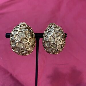 Vintage Norma Jean Goldtone Textured Clip Earrings